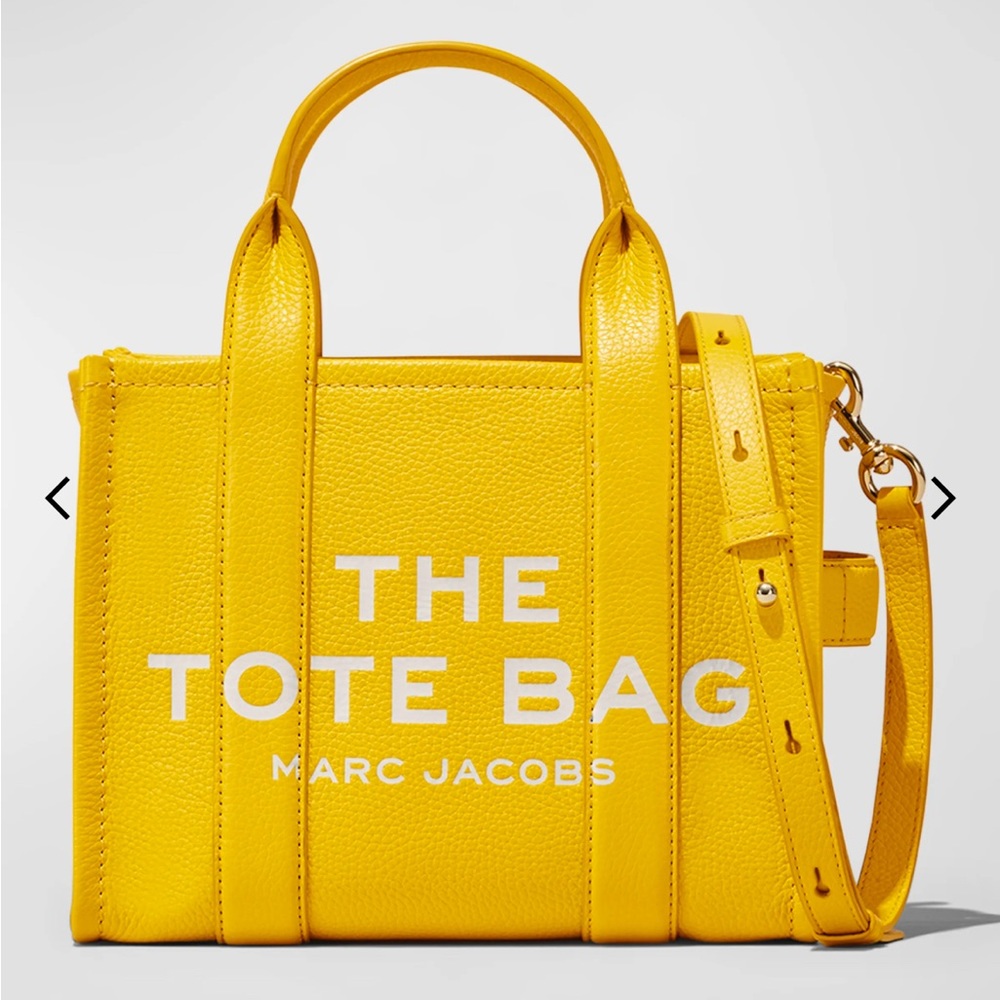 Yellow Small Leather Tote Bag
